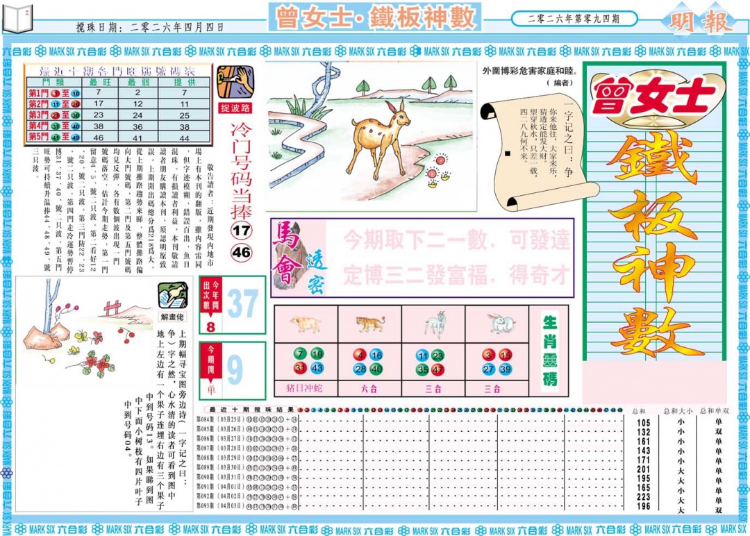 094期曾女士铁板神数A[图]